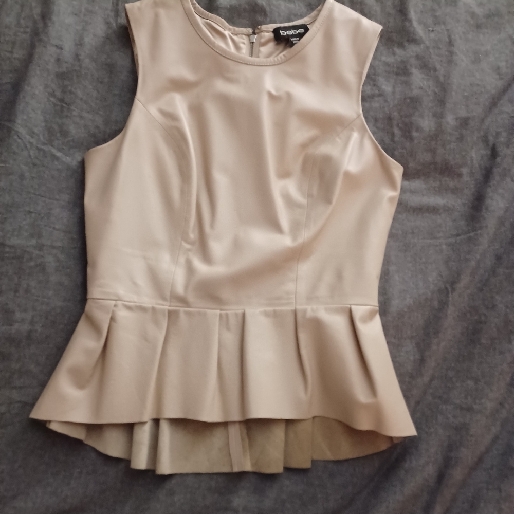 Bebe leather peplum top